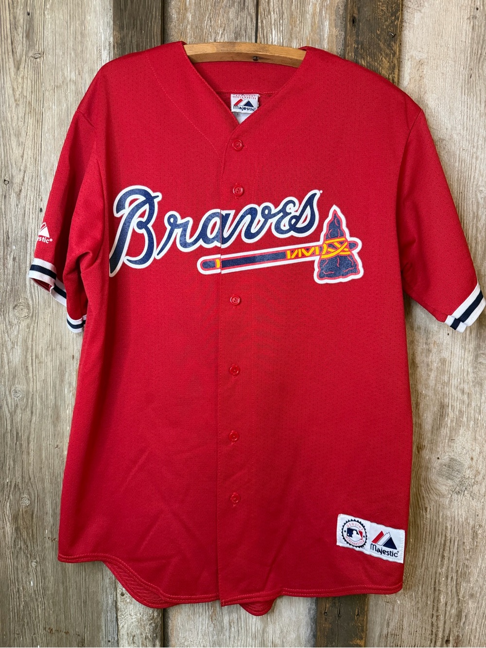 VTG 90s Majestic Atlanta Braves Chipper Jones #10 Jersey Red  XL